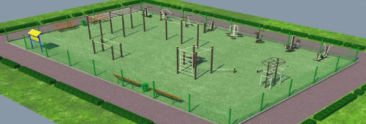 Проект спортивной воркаут площадки с уличными тренажерами в Твери