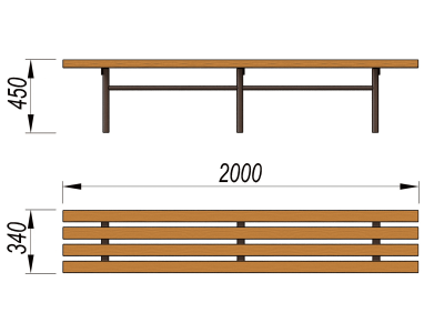 Двухметровая лавочка без спинки 2 м МАФ 1602 в Твери