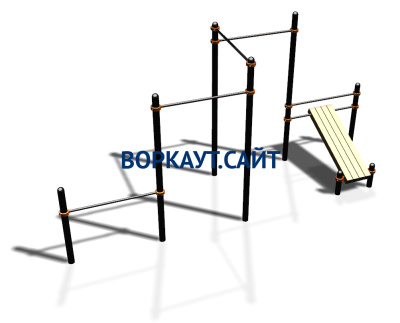 Воркаут комплекс разноуровневых турников со скамьей для пресса ВС-37 в Твери