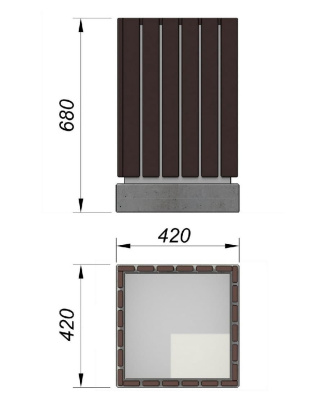Урна деревянная квадратная с бетонным основанием МАФ 1633 в Твери