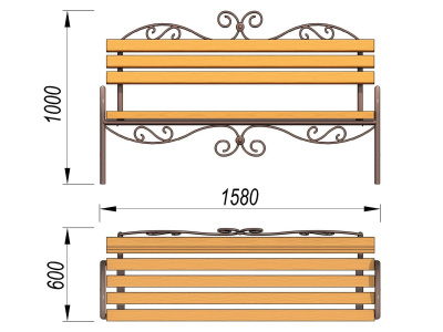 Лавочка кованная МАФ 1606 в Твери