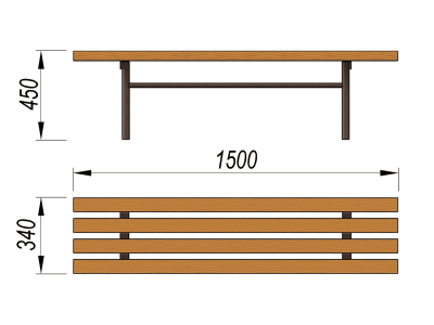Лавочка без спинки МАФ 1601 в Твери