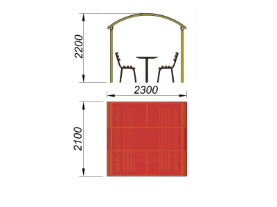 Стол и лавки под навесом МАФ 4005 в Твери
