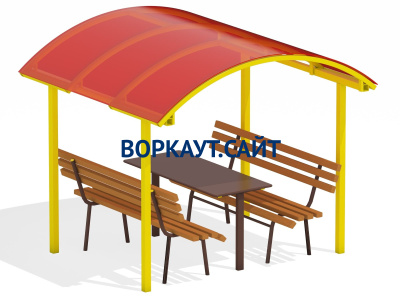 Стол и лавки под навесом МАФ 4005 в Твери